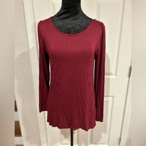 Kim & Cami Burgundy Sheer Back Blouse Size Medium
